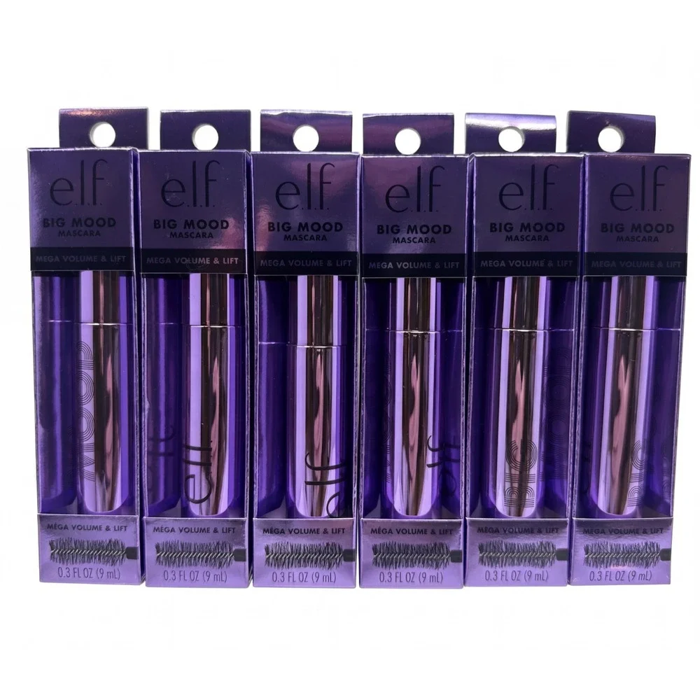 6 Pack: E.l.f. Big Mood Mega Volume‎ Lifting Mascara Pitch Black 9 mL Elf